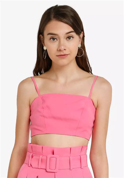 versace cropped cady bandeau top|Cady crop top in pink .